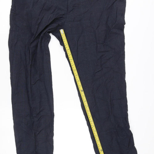 Marks and Spencer Men’s Blue Slim Fit Wool Check Suit Trousers 38W 33L