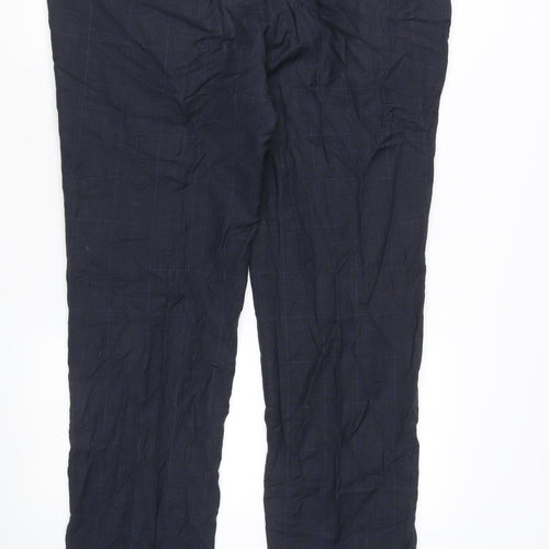 Marks and Spencer Men’s Blue Slim Fit Wool Check Suit Trousers 38W 33L