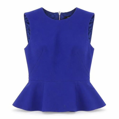 French Connection Women’s Blue Peplum Blouse Size 6 Sleeveless Zip