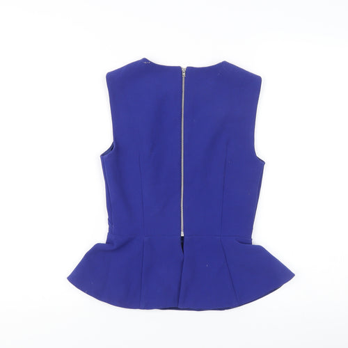 French Connection Women’s Blue Peplum Blouse Size 6 Sleeveless Zip