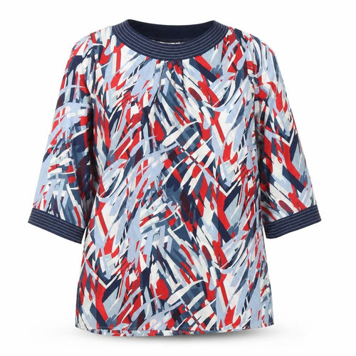 Afibel Women’s Multicoloured Geometric Tunic Blouse M 3/4 Sleeve