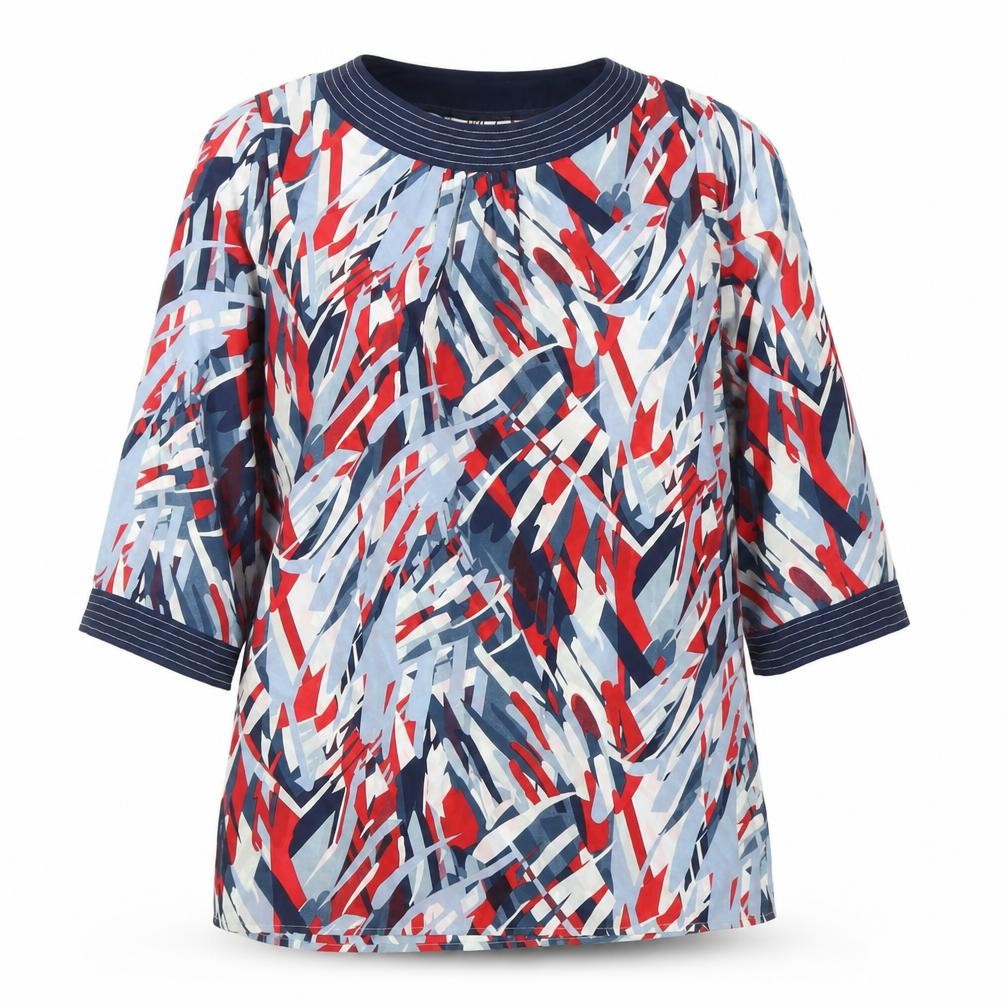 Afibel Women’s Multicoloured Geometric Tunic Blouse M 3/4 Sleeve