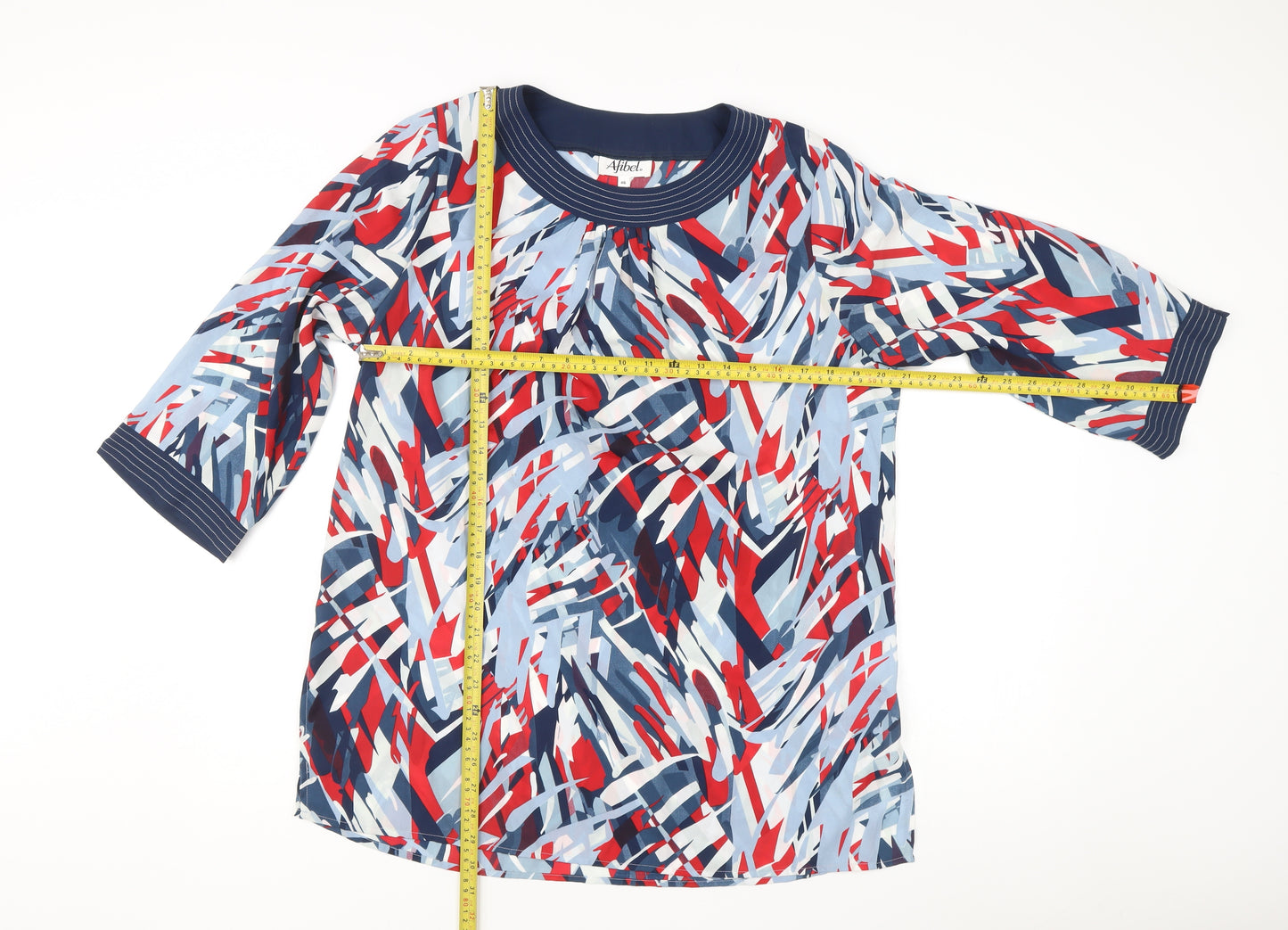 Afibel Women’s Multicoloured Geometric Tunic Blouse M 3/4 Sleeve