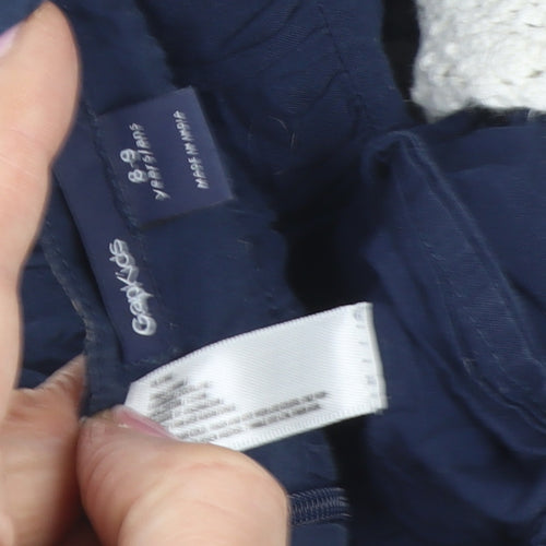 Garammas Girls Blue Butterfly Lace Trim A-Line Cotton Dress 8 Years