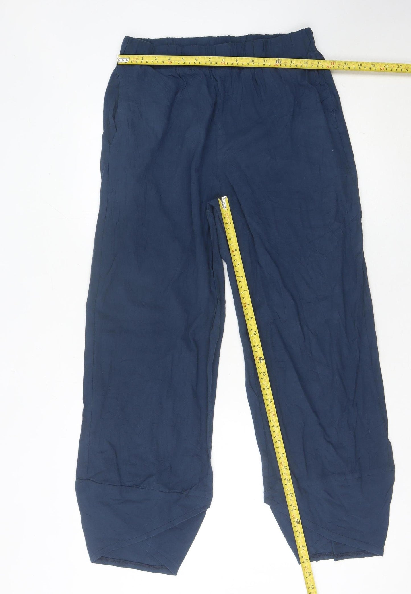MISSLOOK Women’s Blue Cotton Straight Leg Trousers L