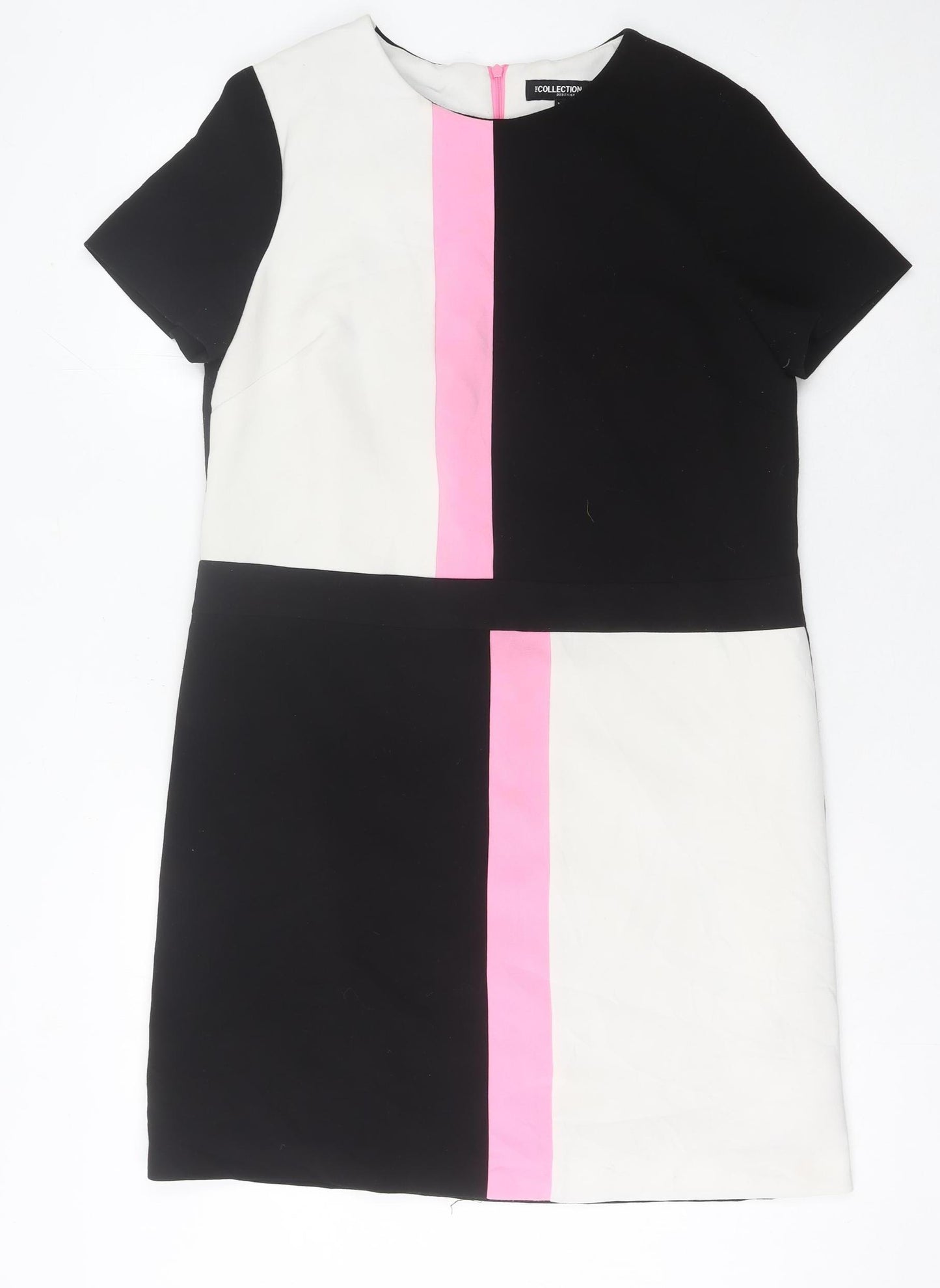 Debenhams Women’s Black White Pink Colourblock Shift Dress Size 14
