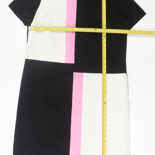 Debenhams Women’s Black White Pink Colourblock Shift Dress Size 14