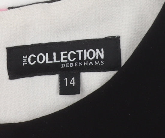 Debenhams Women’s Black White Pink Colourblock Shift Dress Size 14