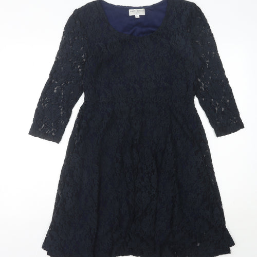Ravi Famous Womens Black Lace A-Line Knee Length Party Dress L