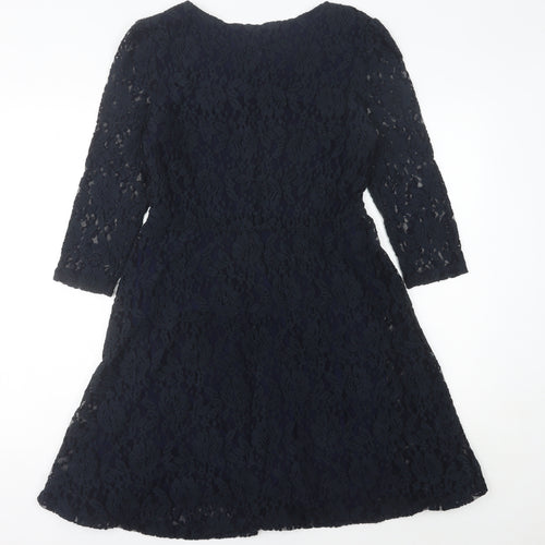 Ravi Famous Womens Black Lace A-Line Knee Length Party Dress L