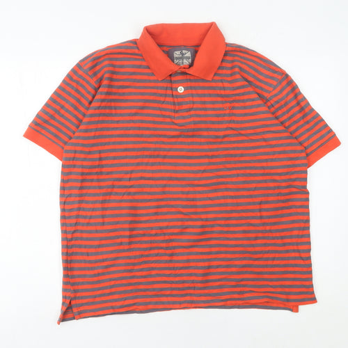 Samuel Windsor Men’s Orange Striped Polo Shirt L Cotton Casual