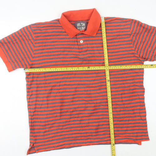 Samuel Windsor Men’s Orange Striped Polo Shirt L Cotton Casual