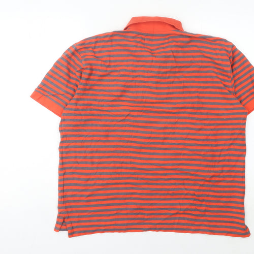 Samuel Windsor Men’s Orange Striped Polo Shirt L Cotton Casual