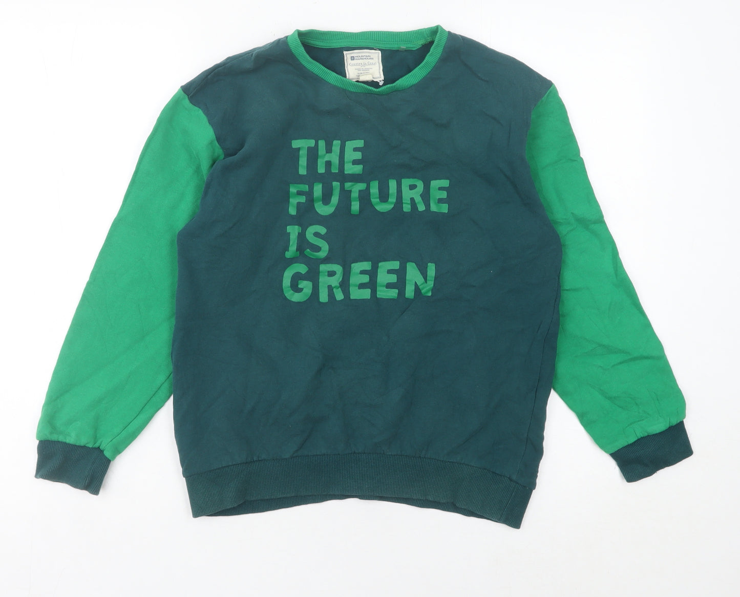 Mountain Warehouse Boys Green Pullover Sweatshirt 13 Years Graphic Print