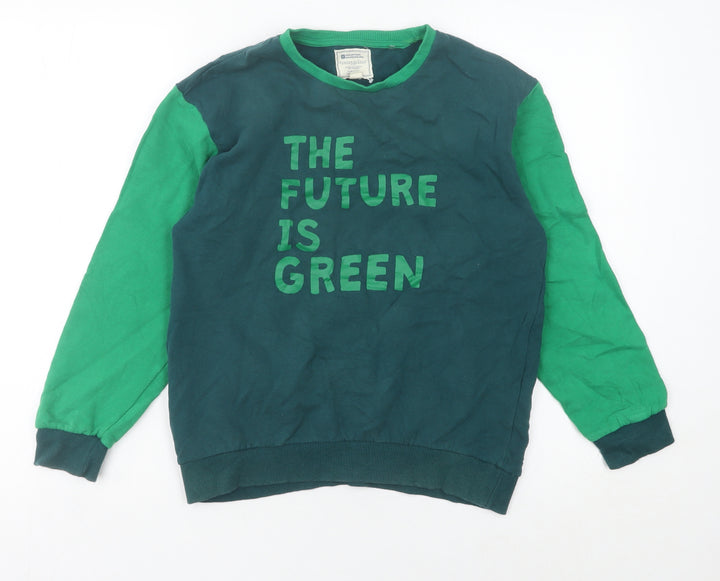 Mountain Warehouse Boys Green Pullover Sweatshirt 13 Years Graphic Print