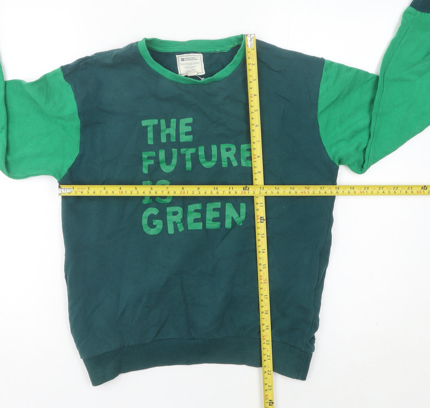 Mountain Warehouse Boys Green Pullover Sweatshirt 13 Years Graphic Print