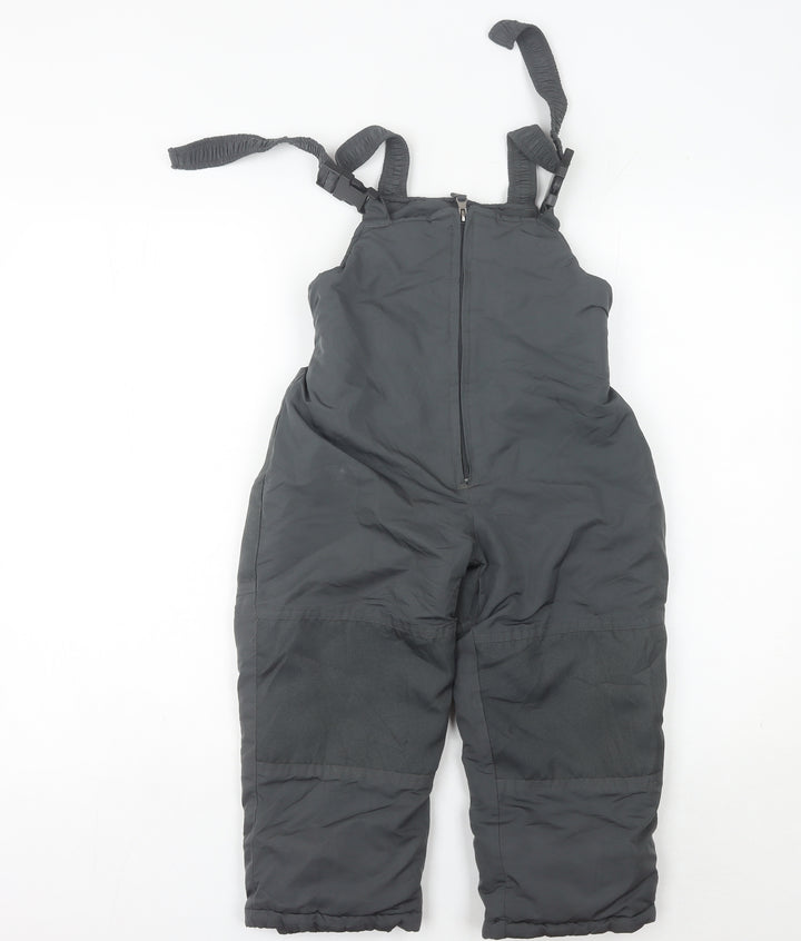 Girls Grey Ski Salopettes 4 Years Waterproof Padded Winter Trousers