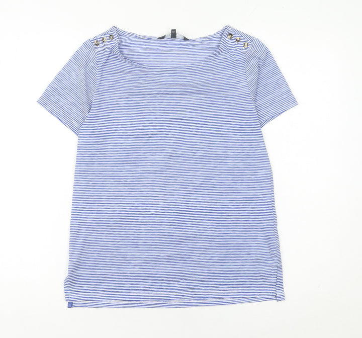 Jasper Conran Women’s Blue Striped Boat Neck T-Shirt Size 10