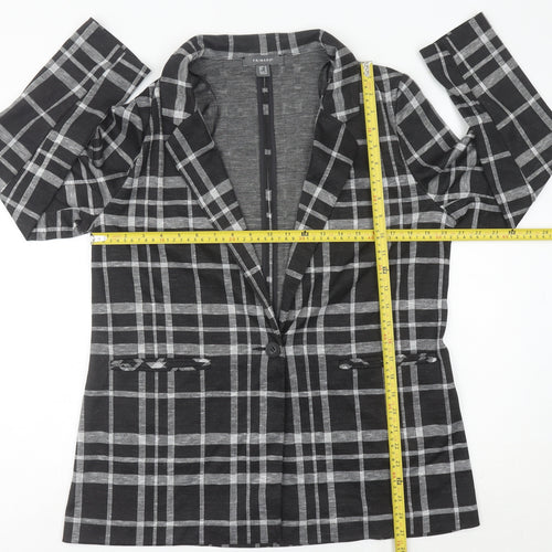 Primark Women's Black Check Blazer UK 14 Regular Fit Single-Breasted