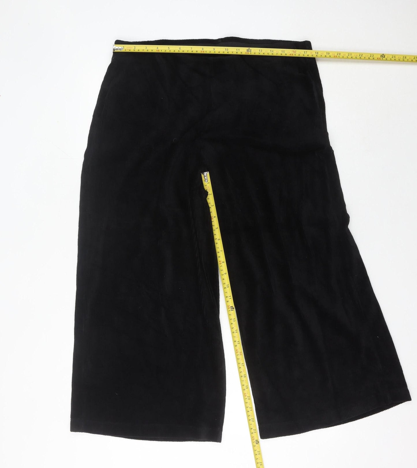 Marks and Spencer Women’s Black Wide-Leg Corduroy Trousers Size 16