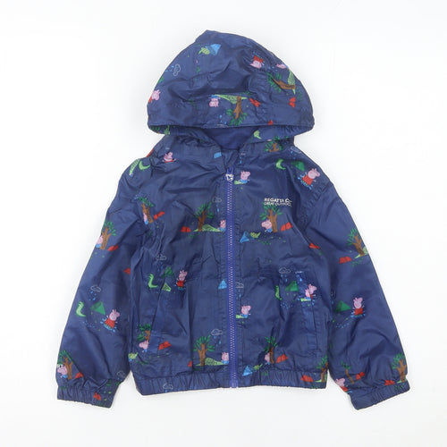 Regatta Boys Blue Peppa Pig Waterproof Rain Coat Jacket 3 Years Hooded