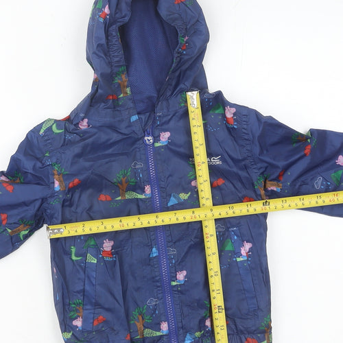 Regatta Boys Blue Peppa Pig Waterproof Rain Coat Jacket 3 Years Hooded