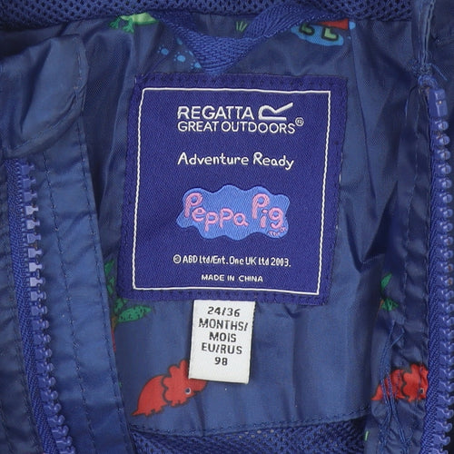Regatta Boys Blue Peppa Pig Waterproof Rain Coat Jacket 3 Years Hooded