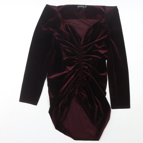 PrettyLittleThing Women's Purple Velvet Ruched Bodycon Mini Dress Size 14