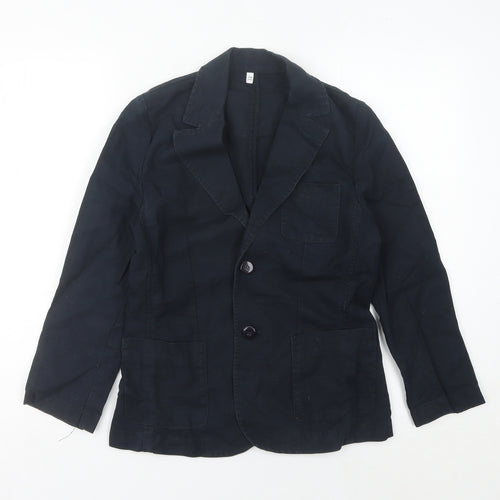 Armani Junior Boys Black 12 Years Regular Fit Cotton Linen Suit Jacket