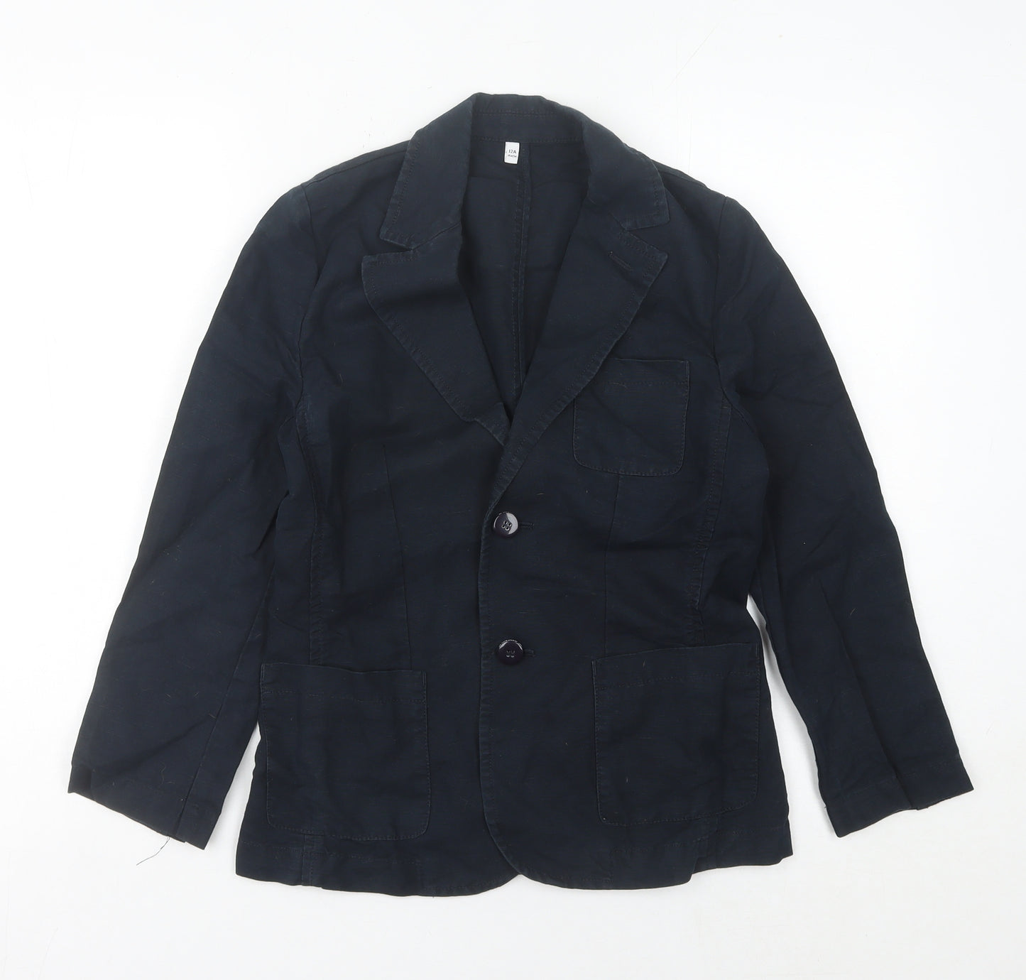 Armani Junior Boys Black 12 Years Regular Fit Cotton Linen Suit Jacket