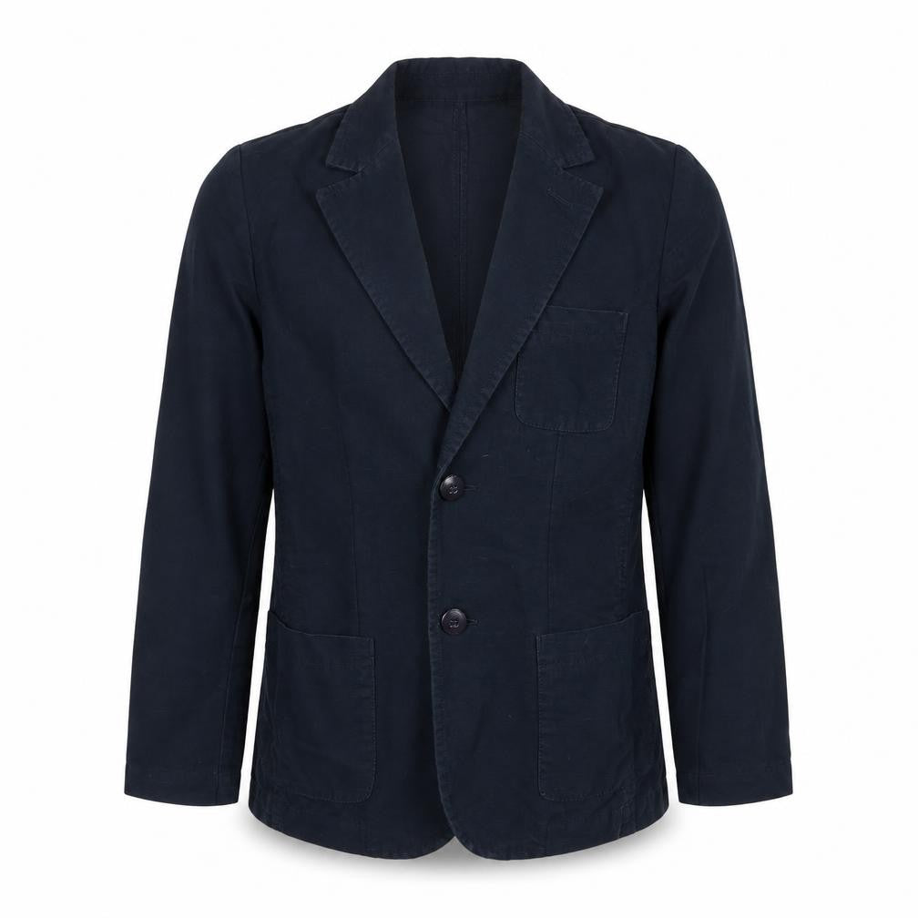 Front view of Armani Junior boys’ black 12 years regular fit cotton linen suit jacket