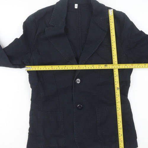 Armani Junior Boys Black 12 Years Regular Fit Cotton Linen Suit Jacket