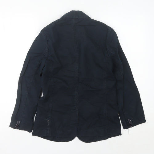 Armani Junior Boys Black 12 Years Regular Fit Cotton Linen Suit Jacket