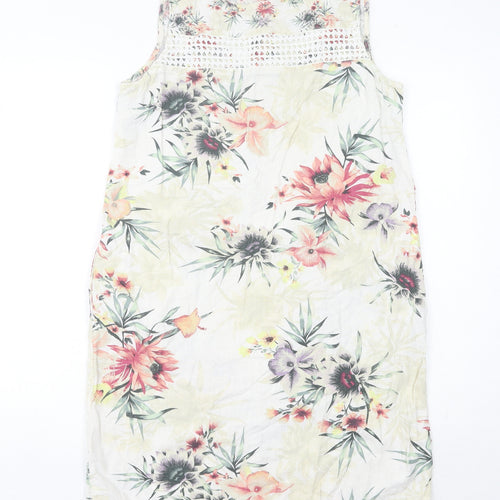 Next Women’s Multicoloured Floral Shift Dress Size 8 Linen Blend