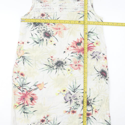 Next Women’s Multicoloured Floral Shift Dress Size 8 Linen Blend