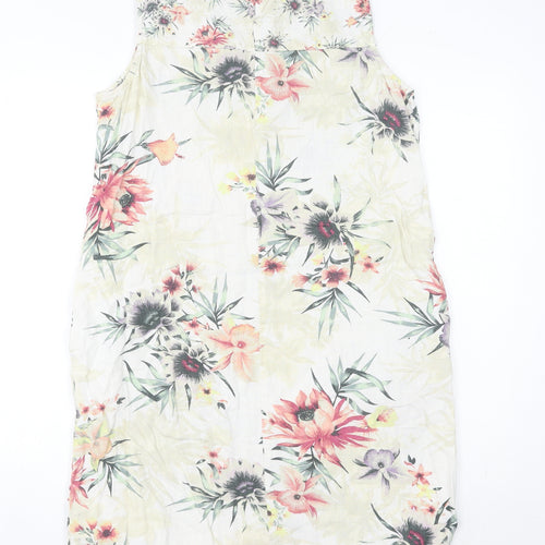 Next Women’s Multicoloured Floral Shift Dress Size 8 Linen Blend