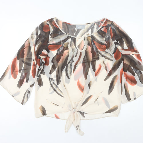 Wallis Women’s Multicoloured Feather Print Chiffon Cropped Blouse M