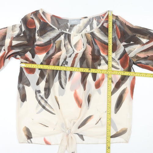 Wallis Women’s Multicoloured Feather Print Chiffon Cropped Blouse M