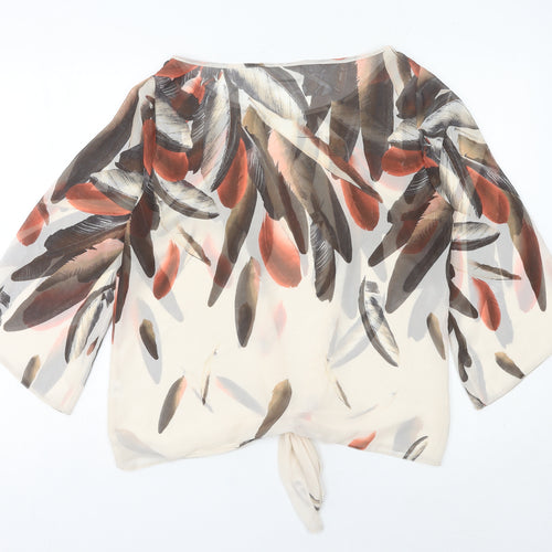 Wallis Women’s Multicoloured Feather Print Chiffon Cropped Blouse M