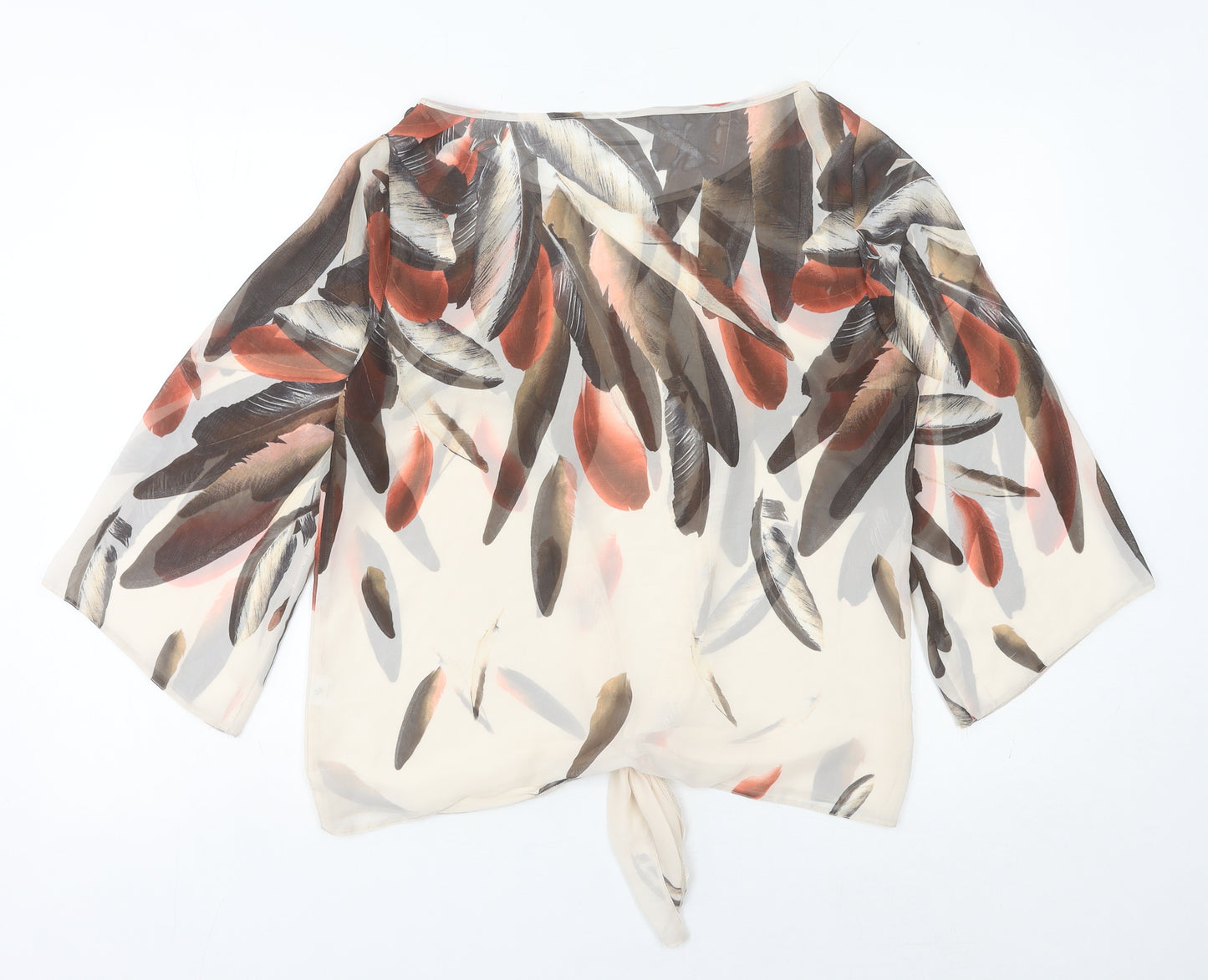 Wallis Women’s Multicoloured Feather Print Chiffon Cropped Blouse M