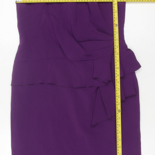 Coast Women’s Purple Knee Length Sheath Dress Size 12 Formal Bow Ruffle
