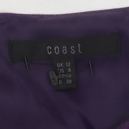 Coast Women’s Purple Knee Length Sheath Dress Size 12 Formal Bow Ruffle