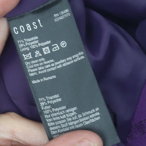 Coast Women’s Purple Knee Length Sheath Dress Size 12 Formal Bow Ruffle