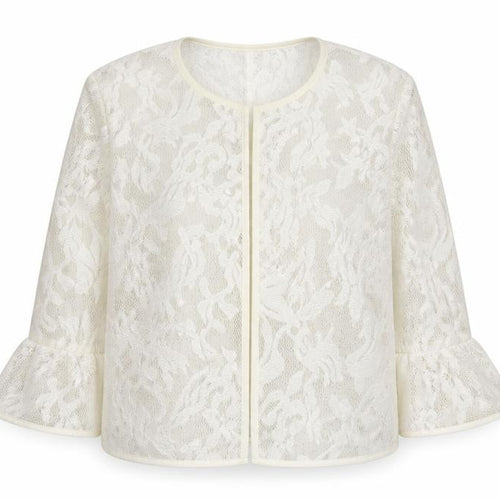 Pennyblack Women’s White Size 8 Lace Jersey Short Jacket Spring Summer