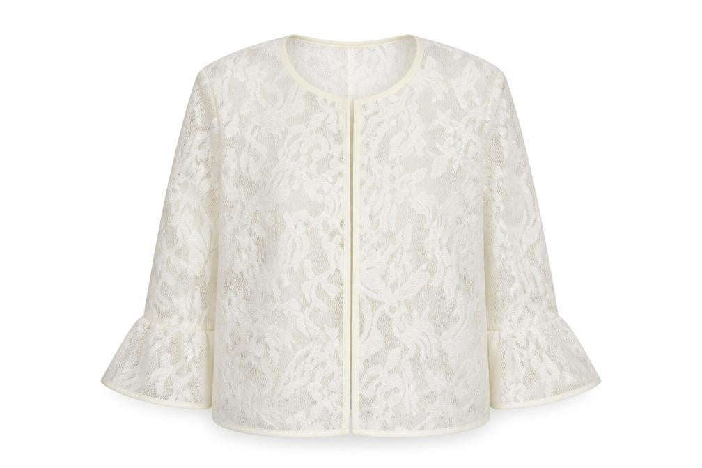Pennyblack Women’s White Size 8 Lace Jersey Short Jacket Spring Summer