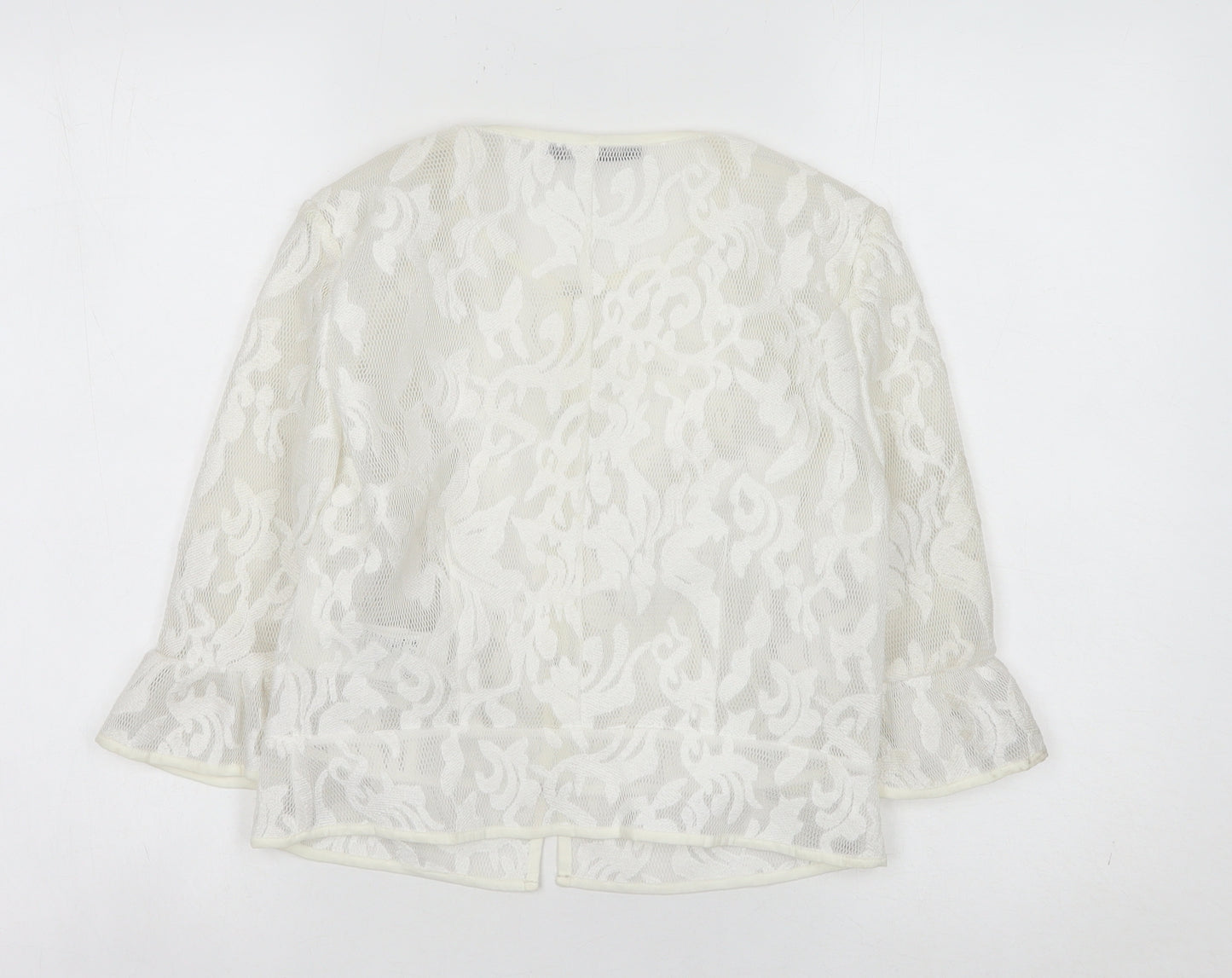 Pennyblack Women’s White Size 8 Lace Jersey Short Jacket Spring Summer