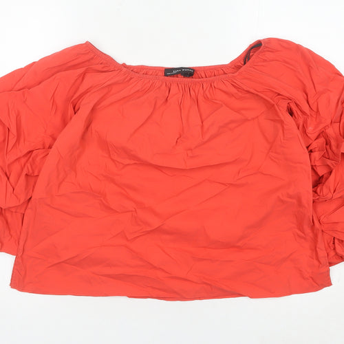 Zara Woman Red Puff Sleeve Square Neck Blouse Women’s S