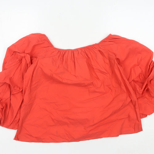Zara Woman Red Puff Sleeve Square Neck Blouse Women’s S