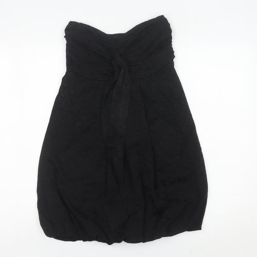 Miss Selfridge Womens Black Size 8 Strapless Bubble Hem Party Dress