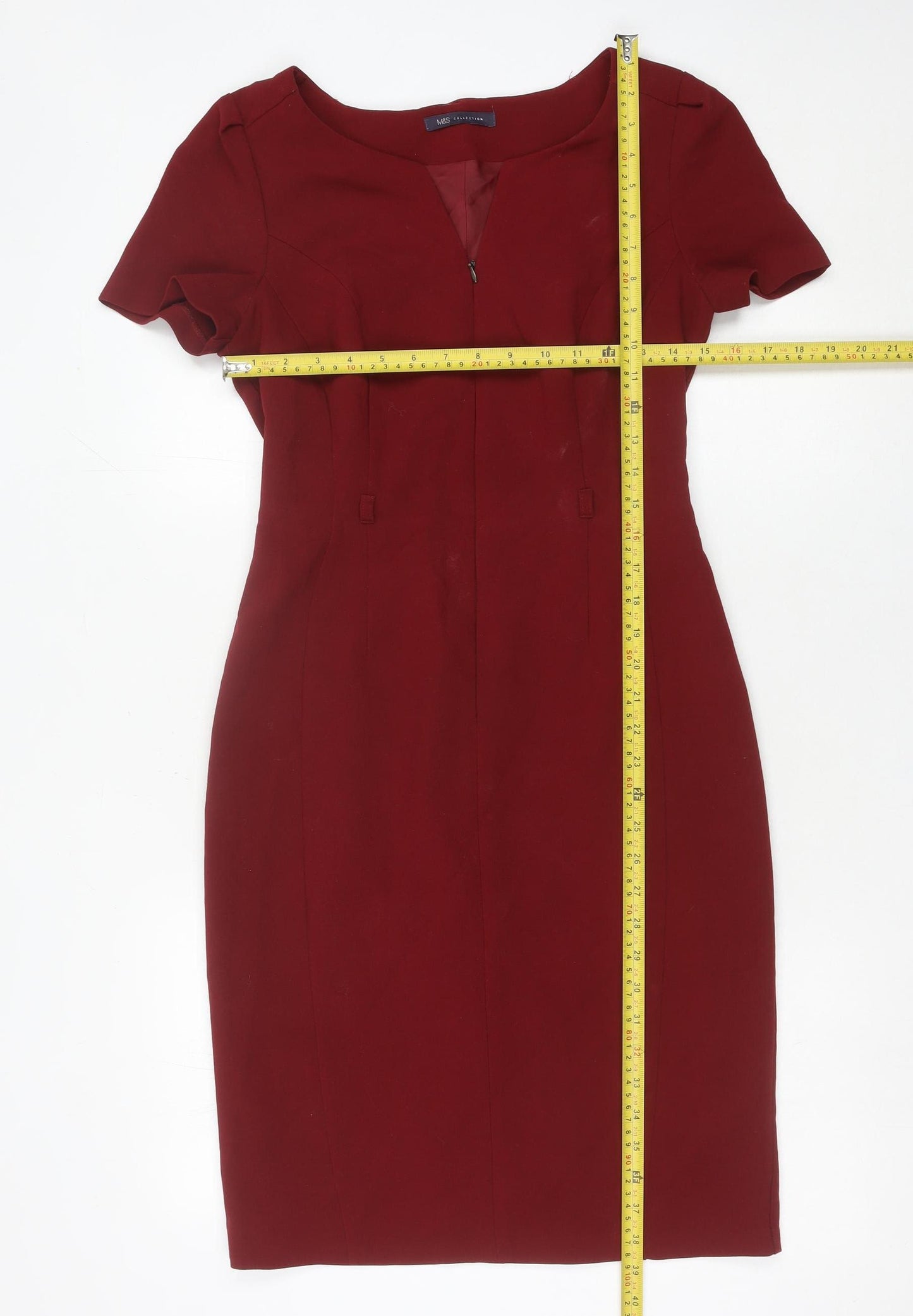 Marks and Spencer Women’s Red Size 8 Sheath Knee Length Dress